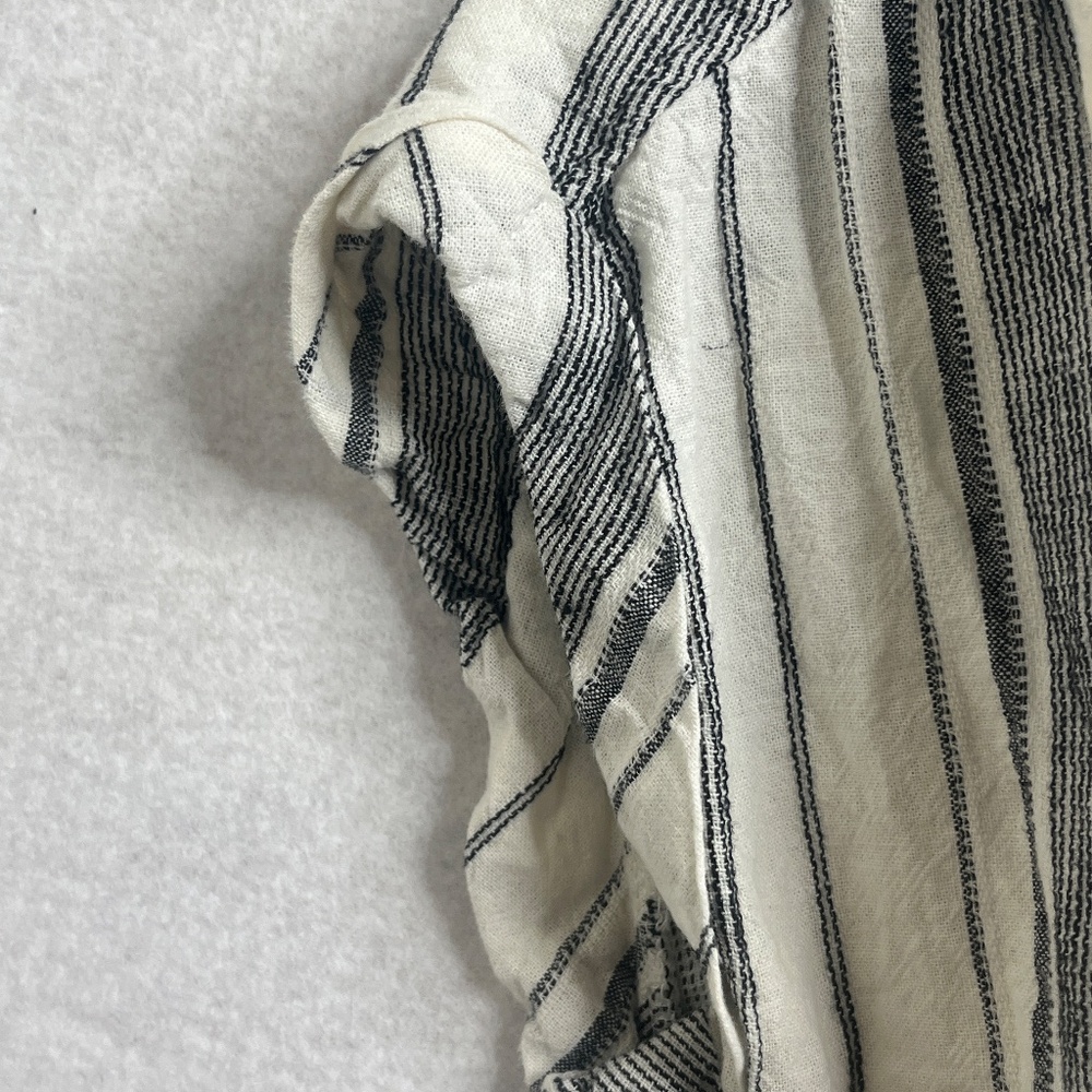 Harper Striped Button Front Short Sleeve Blouse Small Neutral Minimalist - Picture 7 of 7